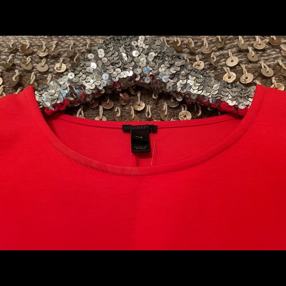 J. Crew red asymmetrical ponte short sleeve top - Picture 5 of 7